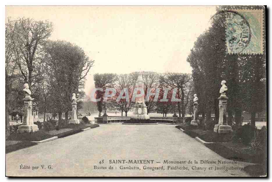 Saint-Maixent — Denkmal der Nationalen Verteidigung — Büsten von Gambetta, Gougeard, Faidherbe, Chanzy und Jaurès