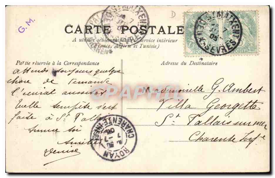 Saint-Maixent — Intérieur de l'Église Abbatiale — Mlle Dupuy, édit, 33, rue Châlons, St-Maixent — Verso