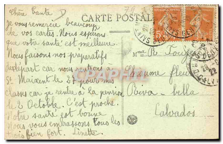 Saint Maixent CPA Entree de l'ecole militaire — Rückseite
