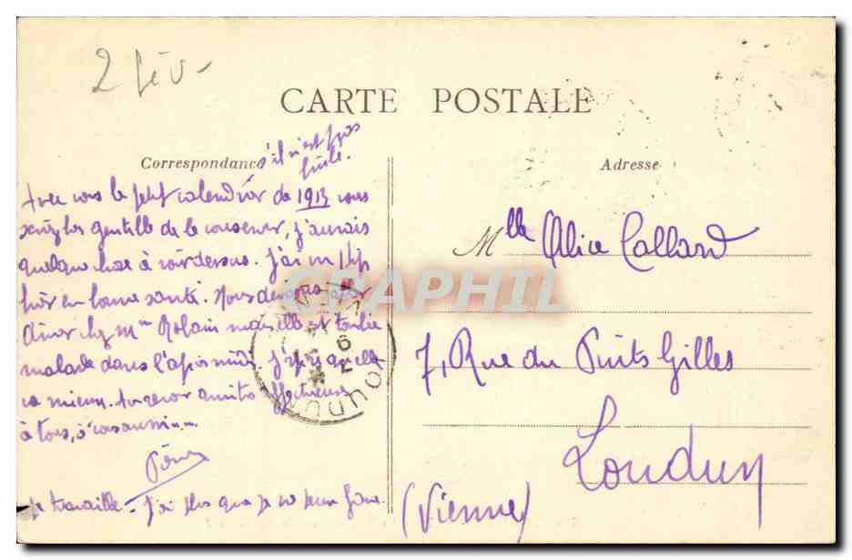 Parthenay CPA Le Thouet sous le pont neuf (pecheur) — Rückseite