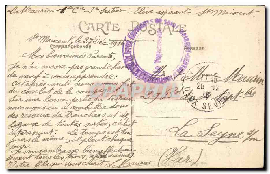 St-Maixent — Entrée de l'École Militaire — Gaudin, éditeur — Reverso