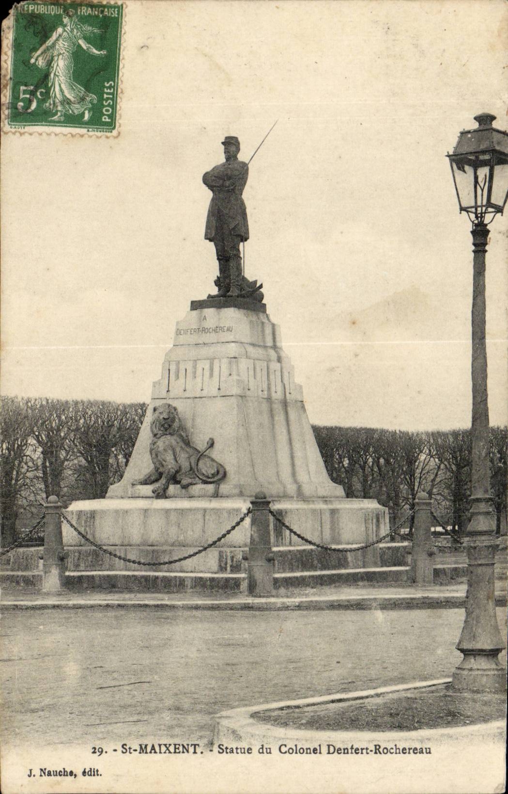 St-Maixent - Statue des Colonel Denfert-Rochereau — J. Nauche, Verlag Nr. 29