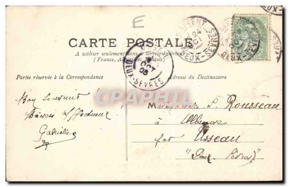 Saint-Maixent — Vue générale — Mlle Dupuy, édit, 33 rue Châlons, St-Maixent — Verso