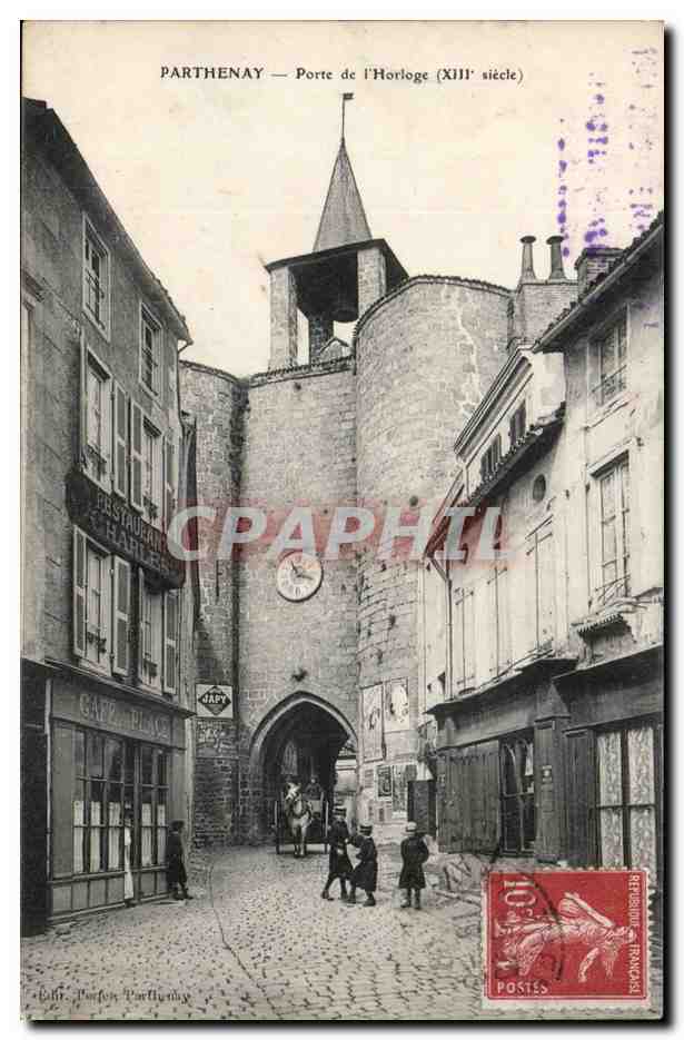 Parthenay — Poort van de Klok (13e eeuw) — Uitgever: G. Peron, Parthenay