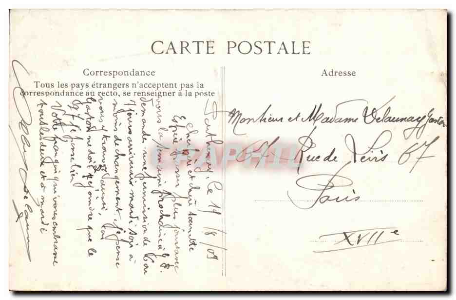 Parthenay — Poort van de Klok (13e eeuw) — Uitgever: G. Peron, Parthenay — Achterkant