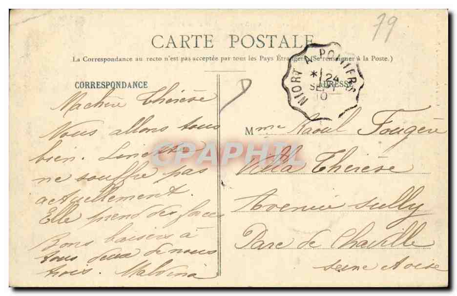 St-Maixent — Vue prise de Bel-Air — J. Nauche, édit. 22 — Verso