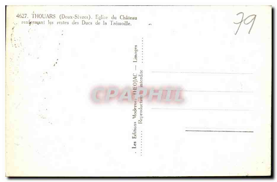 Thouars (Deux-Sèvres) — Église du Château renfermant les restes des Ducs de la Trémoille — Éditions Théojac — Reverso