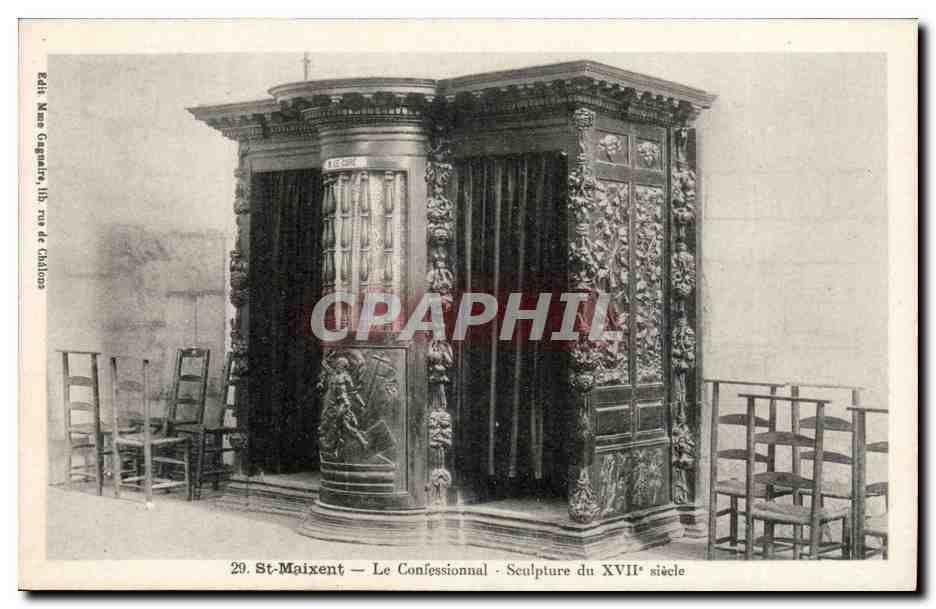 Saint Maixent CPA Le confessionnal Sculpture du 17eme