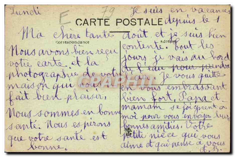 Saint Maixent CPA Avenue Gambetta — Rückseite