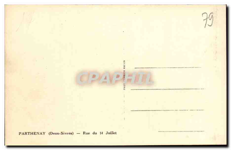 Parthenay CPA Rue du 14 juillet — Rückseite