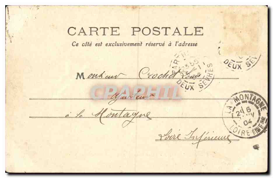 Parthenay CPA Porte Saint Jacques et pont sur le Thonet — Rückseite