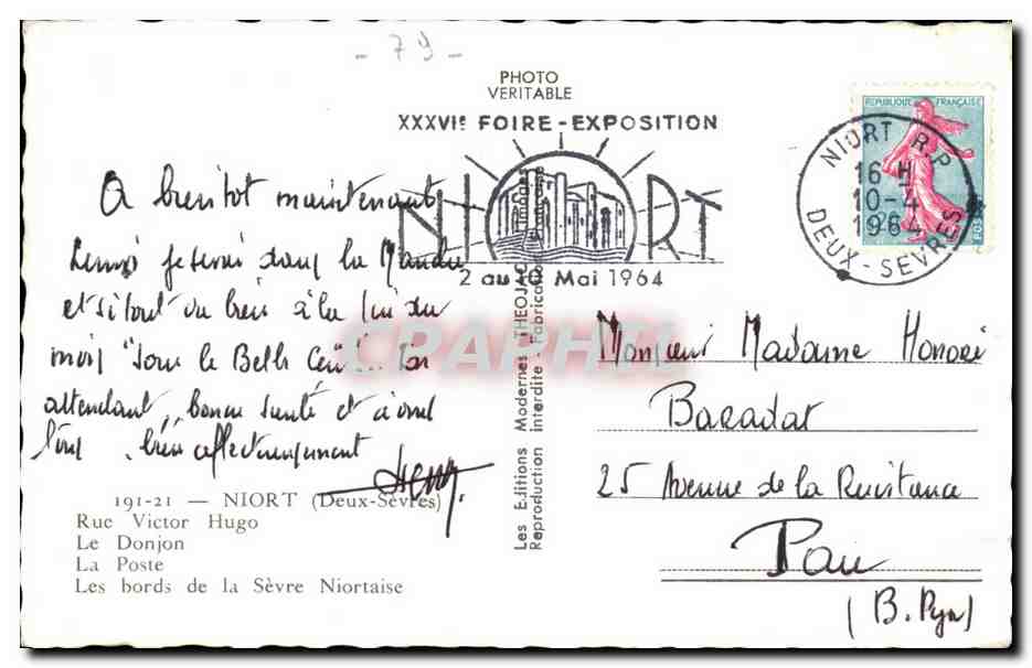 Niort — Foire-Exposition 1964 — Éditeur Les Editions Modernes Interdite — Reverso