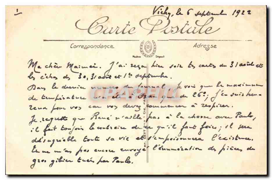 Clermont Ferrand CPA Vue generale et plateau de Gergovie — Rückseite