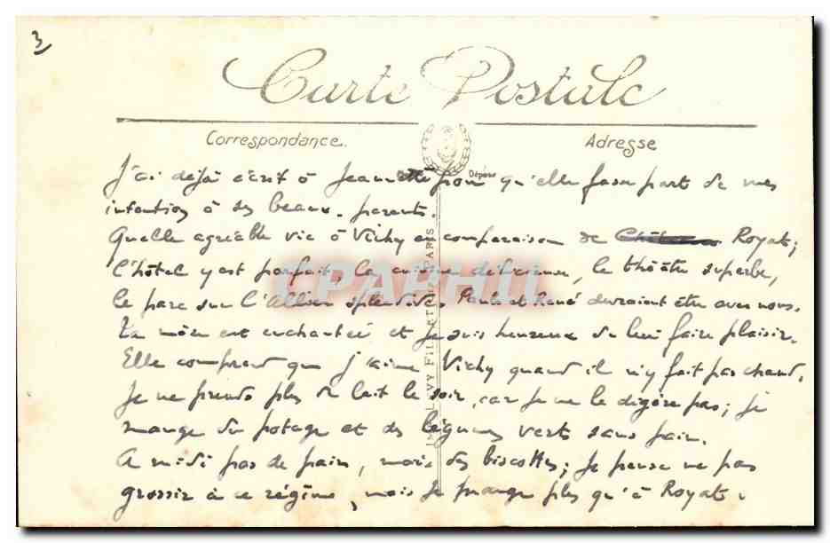 Royat dans son nid de verdure au pied de la montagne du Platte Dôme (1.467 m d'altitude) — G.J. — n° 119 — Rückseite