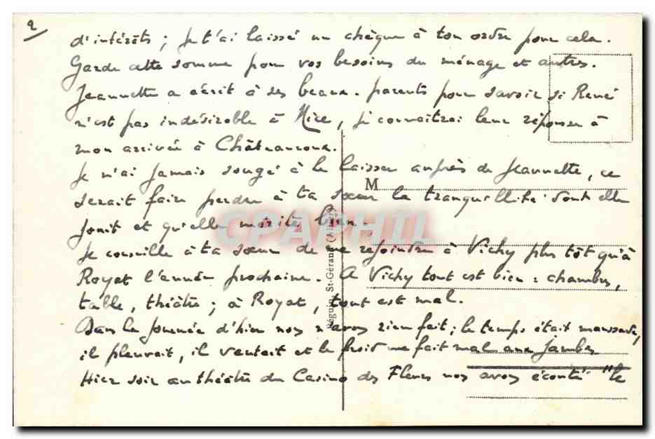 Vichy — Un Coin du Parc de la Source des Célestins — Idéals, n° 391 — Verso