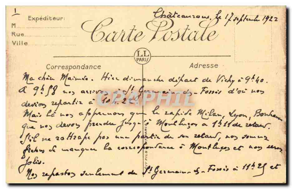 Thiers - Vue prise du Pont Seychalles - CPA  — Rückseite