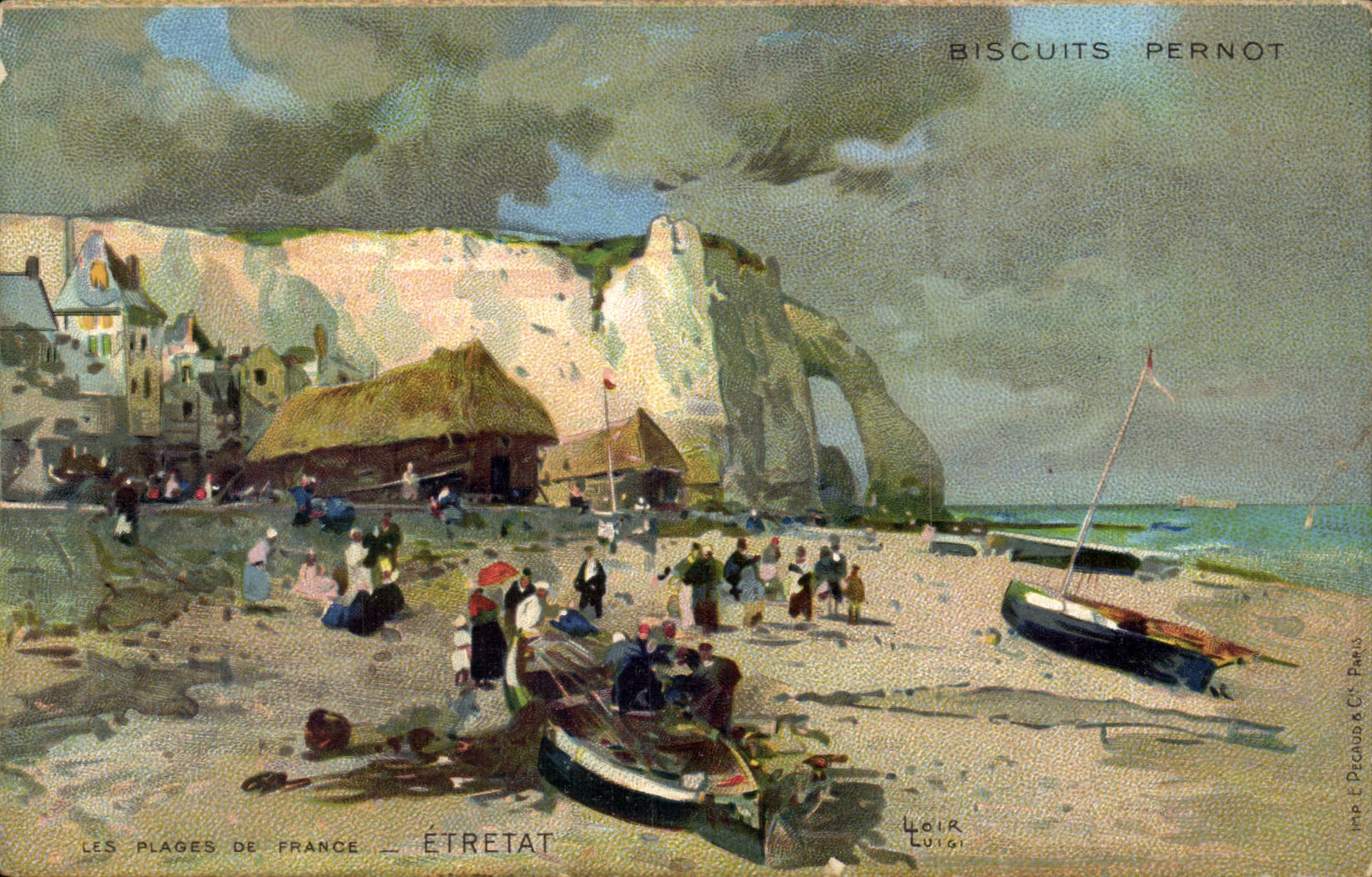 Etretat CPA Biscuits Pernot Plages de France (bateaux)