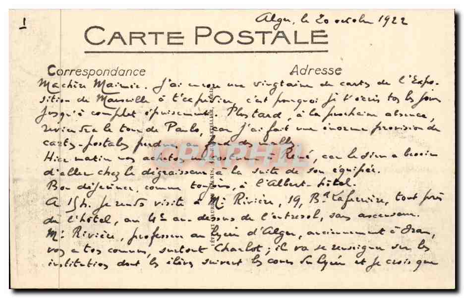 CPA Exposition coloniale de Marseille Palais de la Tunisie — Rückseite