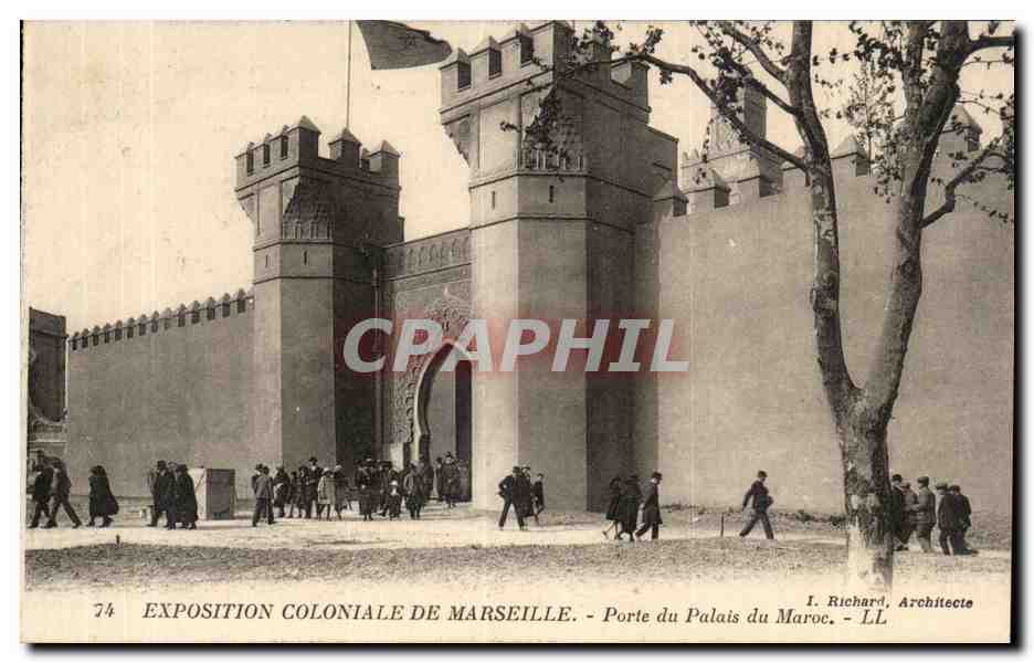 CPA Exposition coloniale de Marseille Porte du palais du Maroc 
