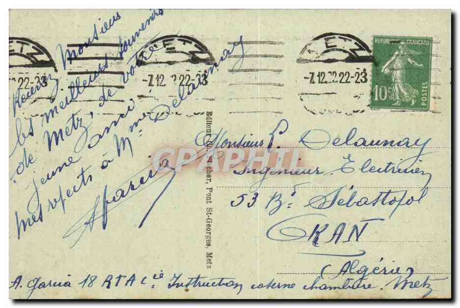 Metz CPA Vue generale vers le Mont St Quentin — Rückseite