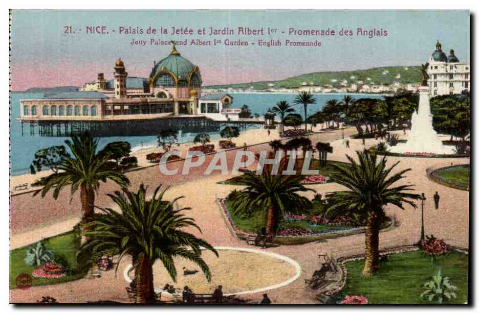 Nice CPA palais de la jetee et jardin Albert 1er Promenade des anglais 