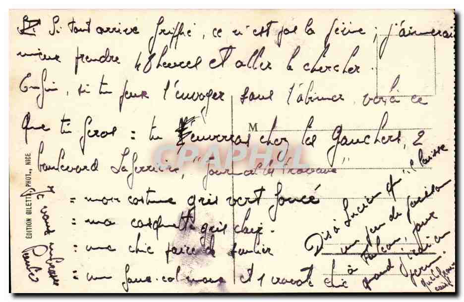 Nice CPA palais de la jetee et jardin Albert 1er Promenade des anglais  — Rückseite
