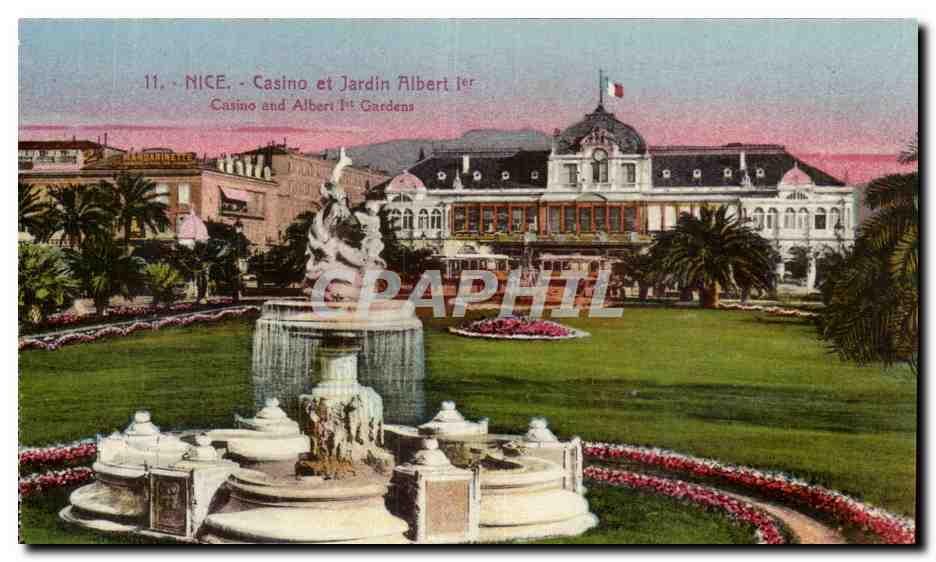 Nice CPA Casino et jardin Albert 1er