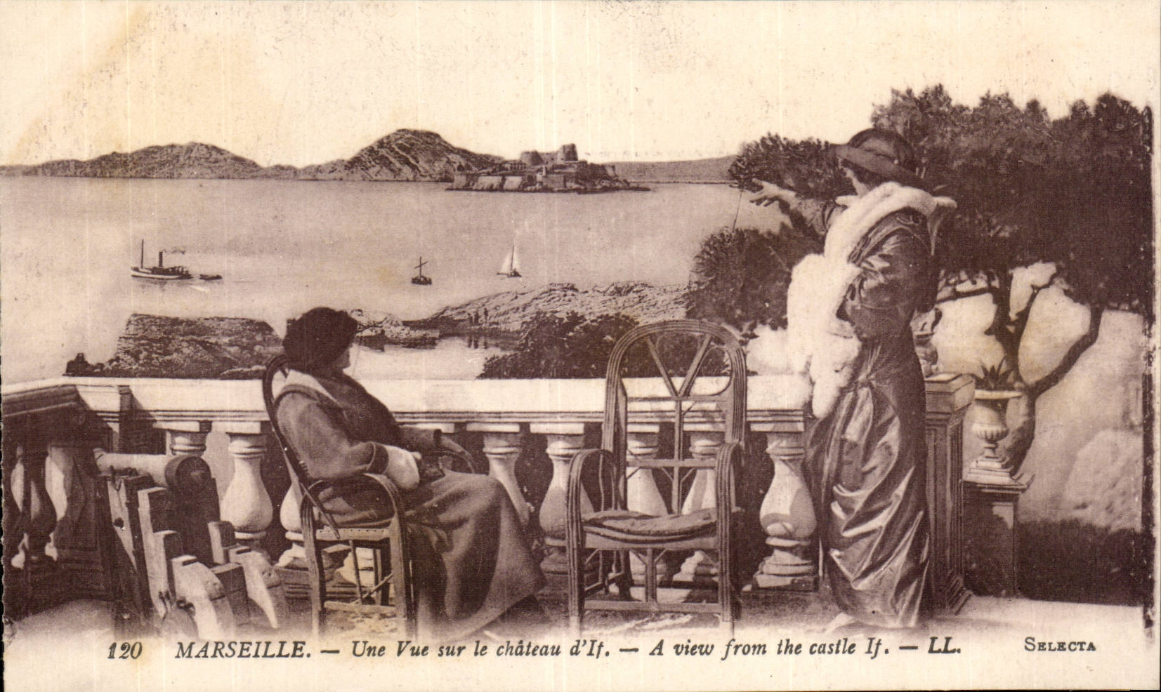 Marseille CPA Une vue sur le chateau d'if (femmes)