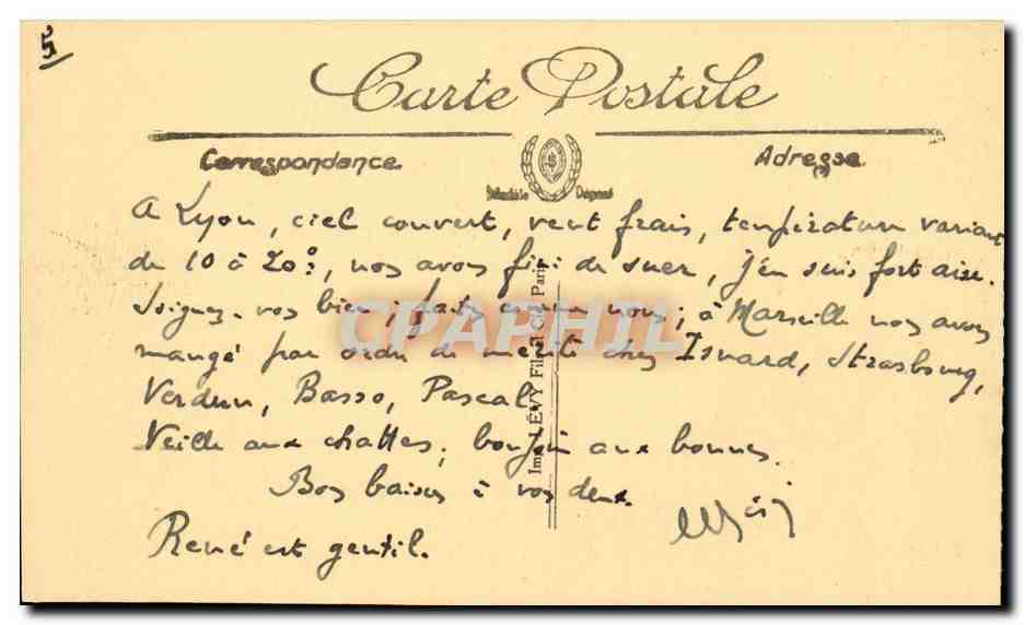 Marseille CPA La passe du vieux port  — Rückseite