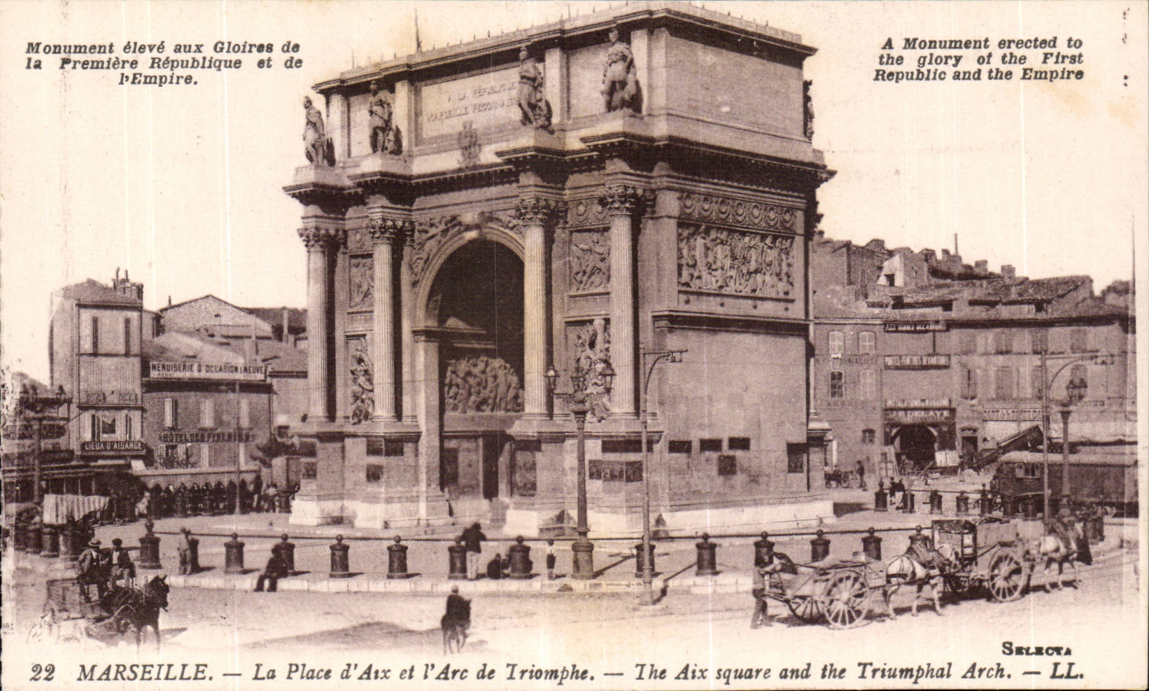 Marseille CPA La place d'Aix et l'arc de triomphe 