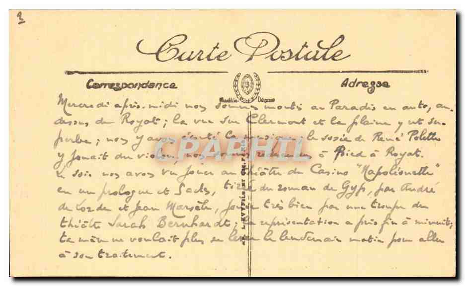 Marseille CPA Notre DAme de la Garde — Rückseite