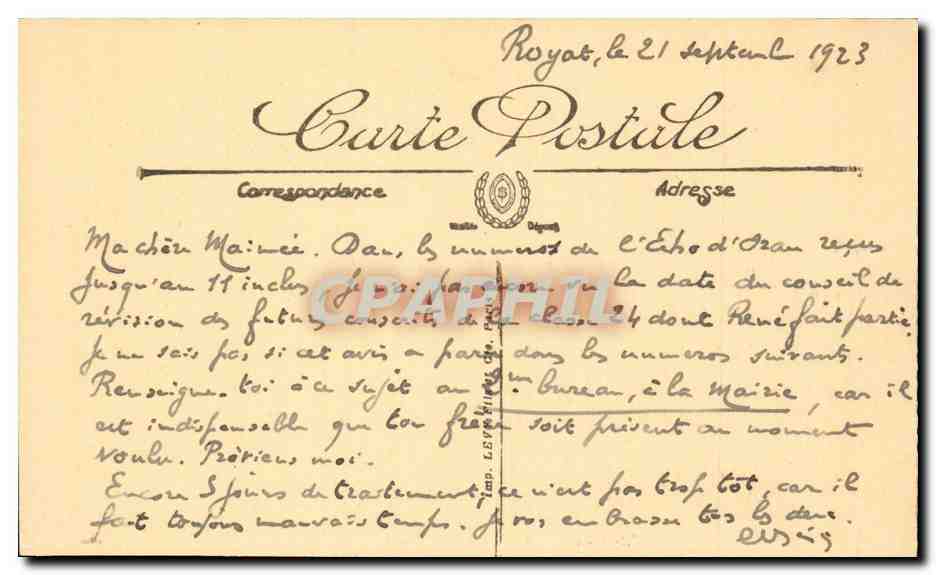 Marseille CPA L'anse du prophete et le palace Hotel — Verso