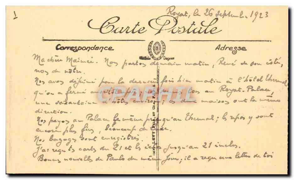 Marseille CPA Le cours Belzunce — Rückseite