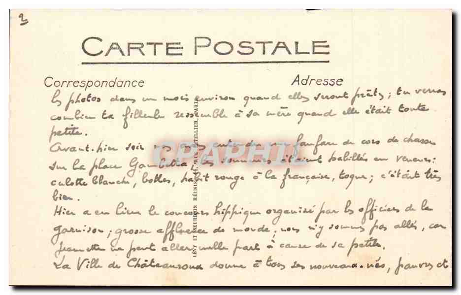 Marseille CPA Notre Dame de la Garde — Rückseite