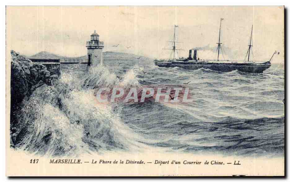 Marseille CPA Phare de la Desirade Depart d'un courrier de Chine (China lighthouse phare)
