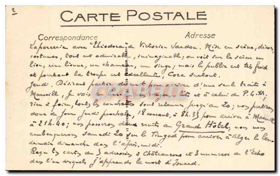 Marseille CPA Phare de la Desirade Depart d'un courrier de Chine (China lighthouse phare) — Rückseite