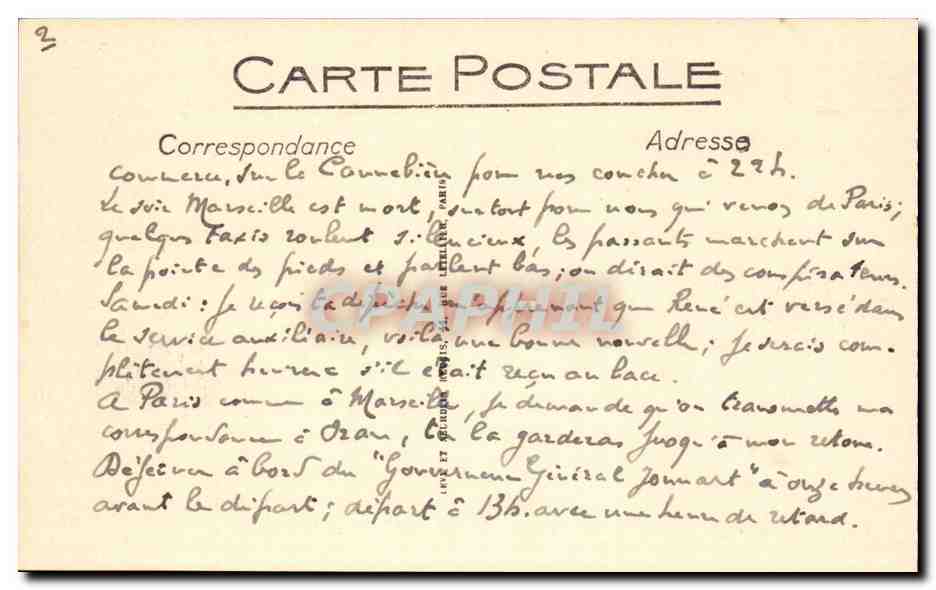 Marseille — Bassin de la Joliette — LL. n° 323 — Reverso