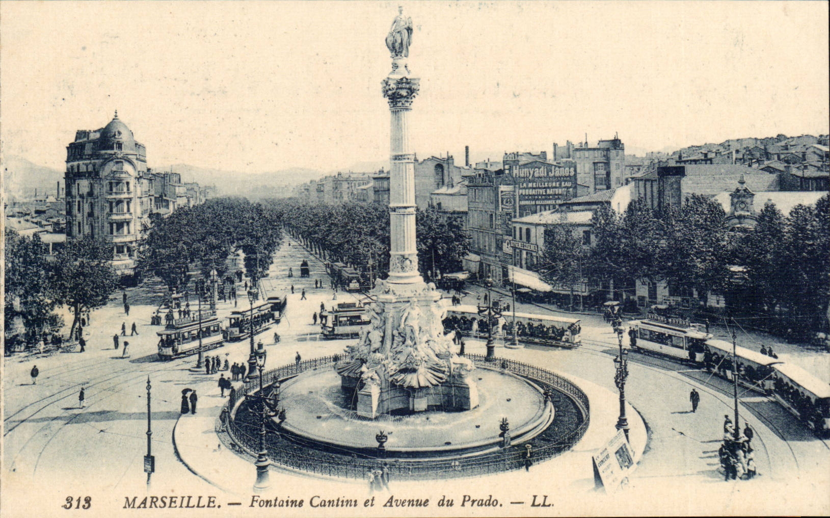 Marseille CPA Fontaine Cantins et avenue du Prado