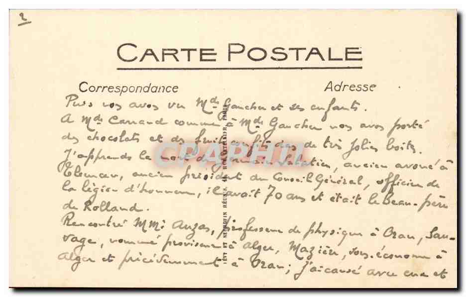 Marseille CPA Fontaine Cantins et avenue du Prado — Rückseite