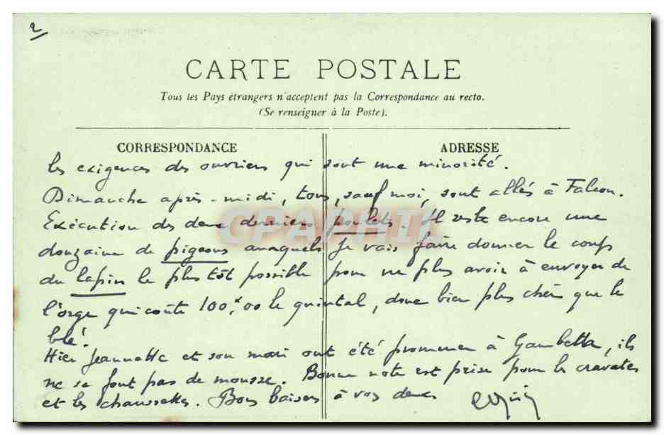 Paris CPA Lion de Belfort — Rückseite