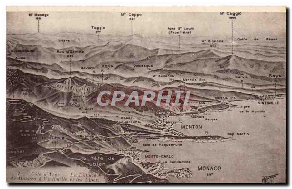 CPA Le littoral de Monaco a Vintimille et les Alpes