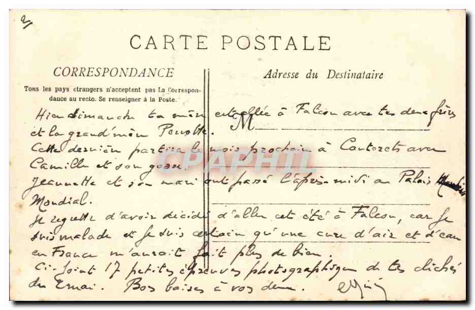 Marseille CPA La sortie du vieux port — Rückseite