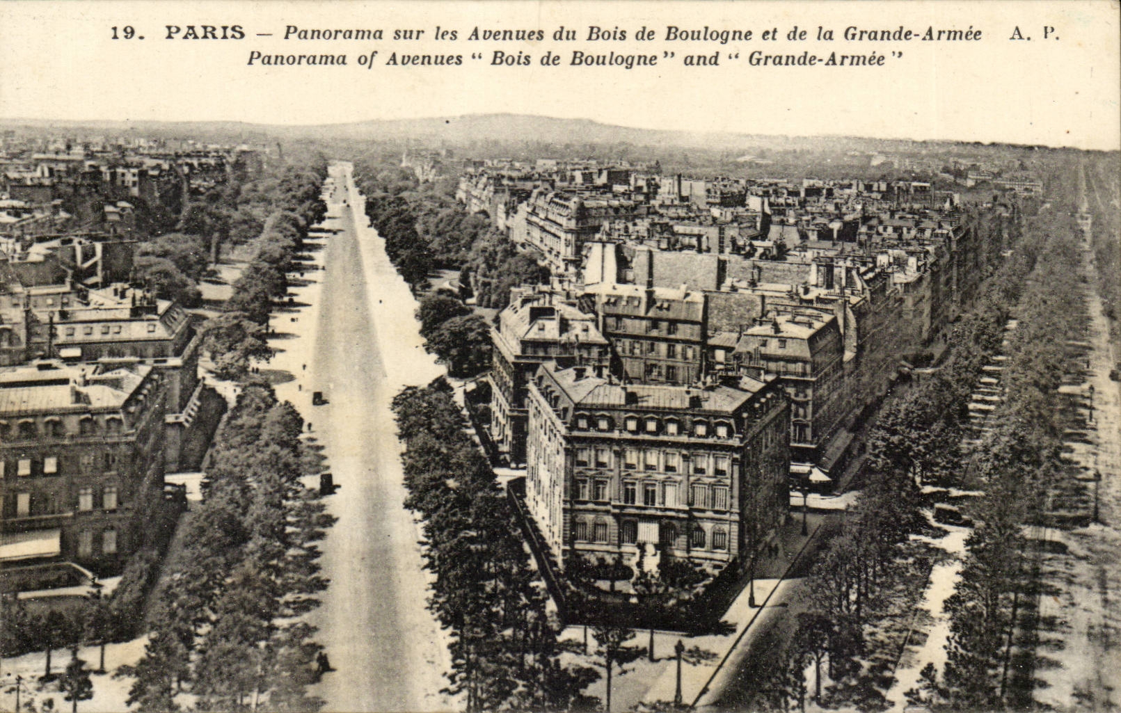 Paris CPA Panorama sur les avenues du bois de Bouilogne et de la grande armee 