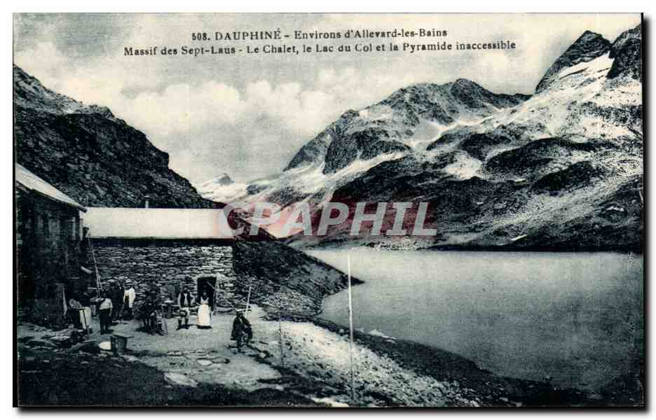 Dauphiné - Environs d'Allevard-les-Bains — Massif des Sept-Laus - Le Chalet, le Lac du Col et la Pyramide inaccessible — n°508