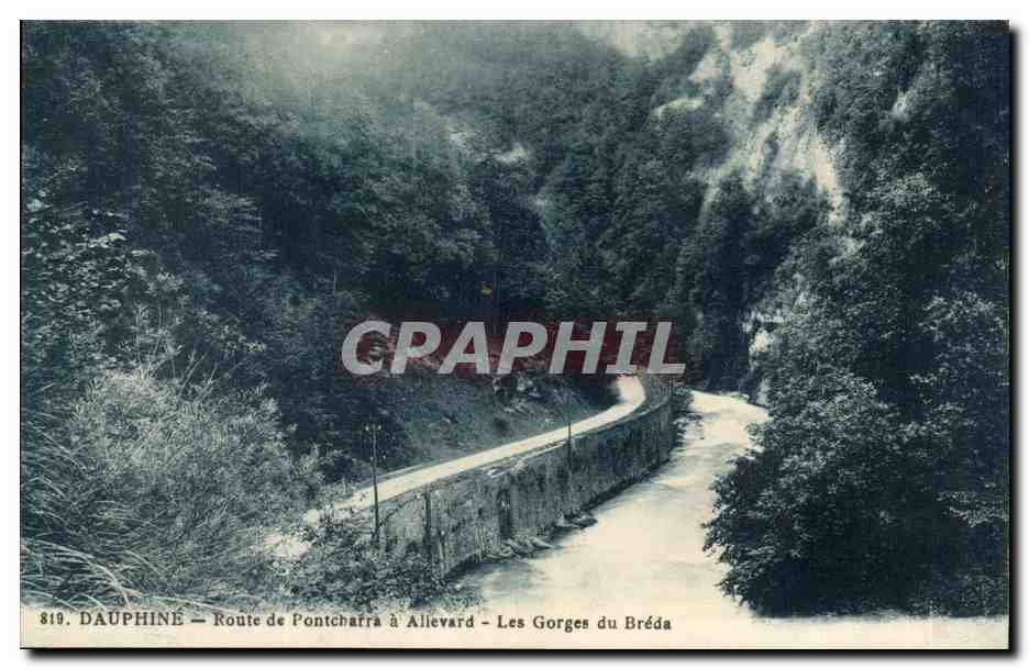The Gorges du Bréda — Route from Pontcharra to Allevard — Publisher Bourcier, Grenoble, no. 819