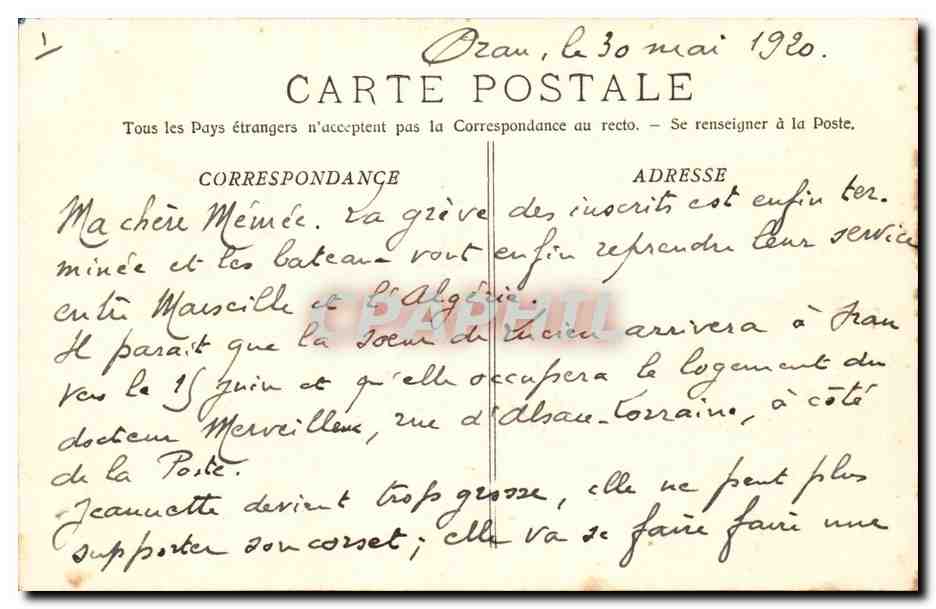 Marseille CPA ND de la garde — Verso