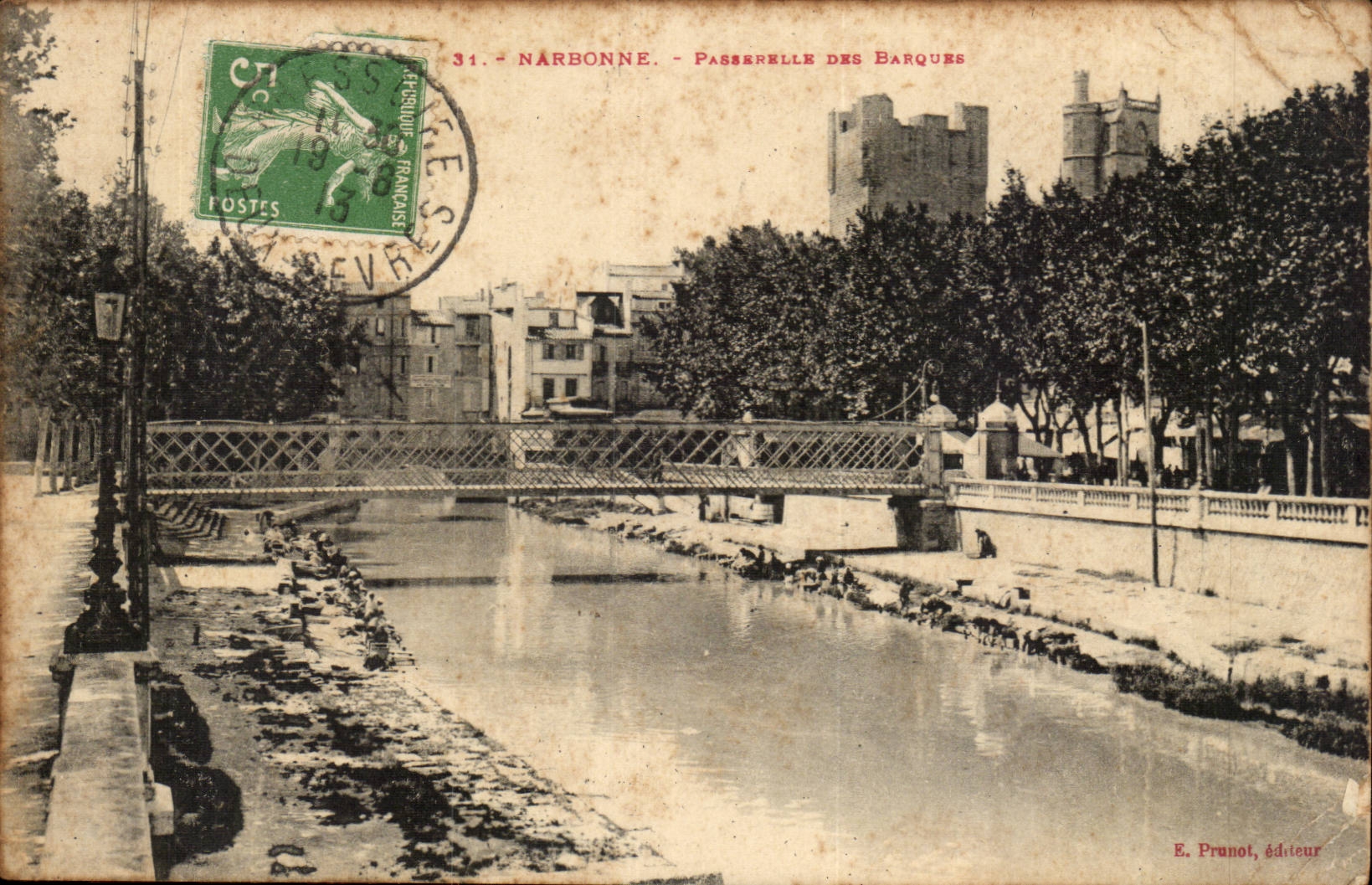 Narbonne CPA Passerelle des barques Lavandieres