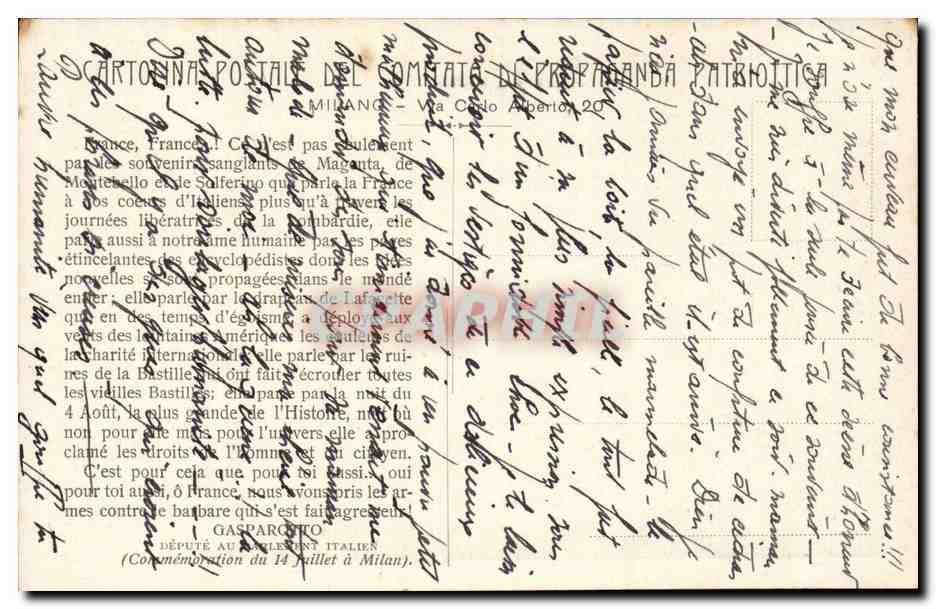 CPA Allegorie France et ITalie (ITalia patriotique) — Rückseite