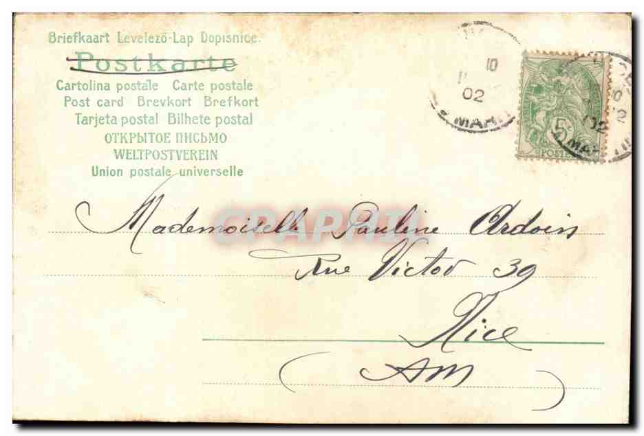 CPA Fantaisie Moulin — Verso