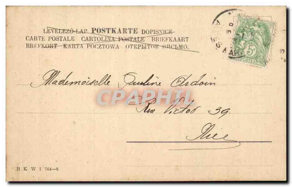 CPA Fantaisie Chasseurs et Chiens (chine dog) — Verso